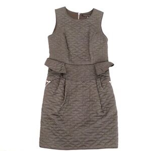 Theyskens' Theory Quilted Sleeveless Peplum Dress in Olive